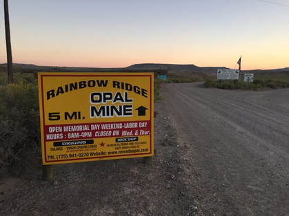 Rainbow Ridge Opal Mine Sign at Entrance